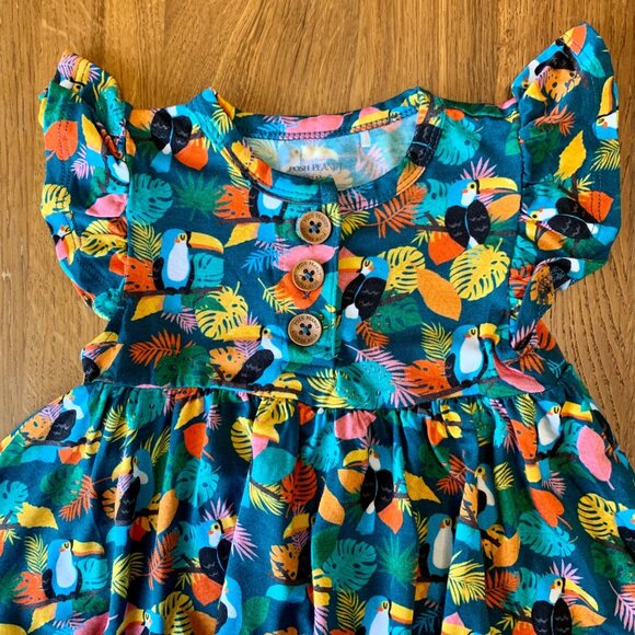 POSH PEANUT Rio Bird Top Baby Girls 6-12 Bamboo Toucans Infant Summer Tee Shirt - Picture 3 of 6